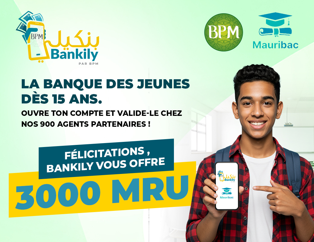 Bankily - 3000 ouguiya pour les rangs 2 à 5